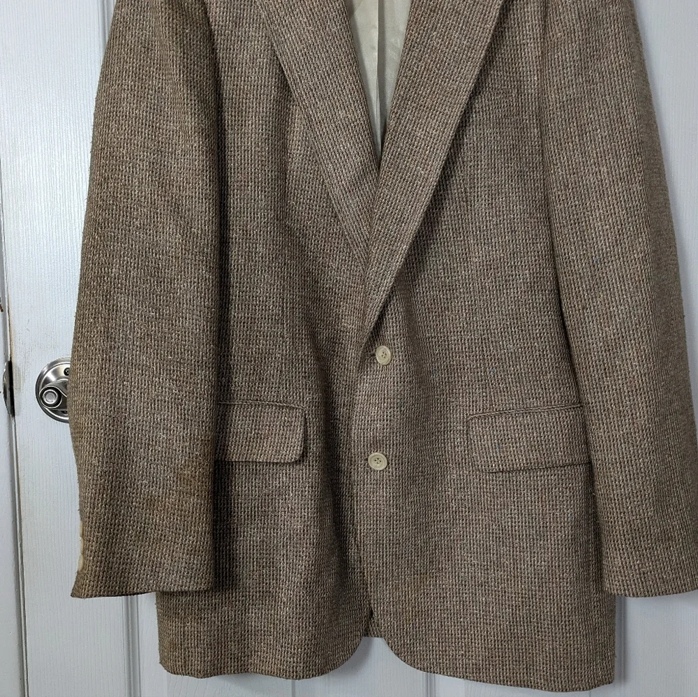 Vintage 70s ACTWU Tweed Double Button Sport Coat by Stanley Blacker‎ for The Bon